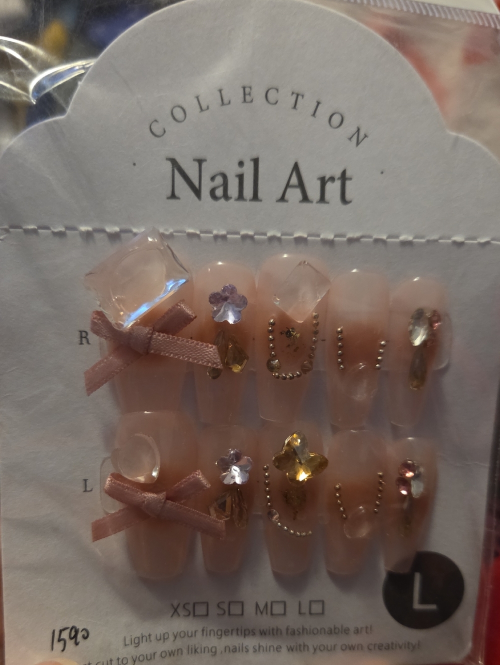 ♥️2 For $25♥️Nail Art Press-On Set with Pink Bow Accents
